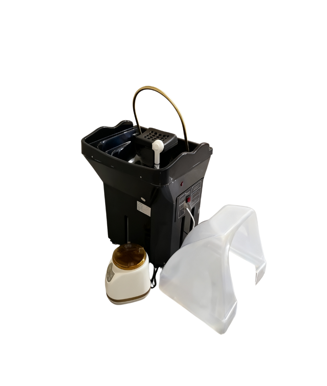 BeautéSync® Mobile Head Spa Capsule front view – portable head spa capsule with ABS body, steam hood, and built-in water circulation system